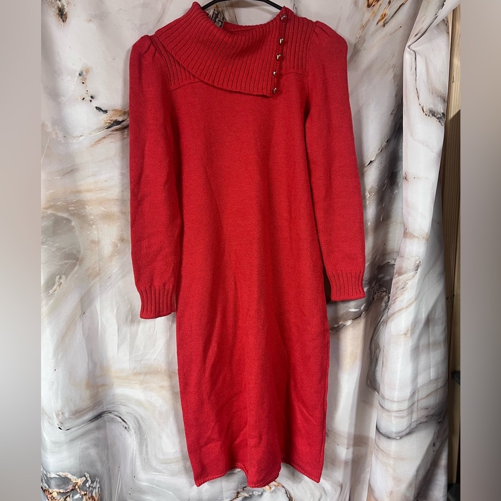 VINTAGE ST JOHN KNIT SWEATER‎ DRESS RED